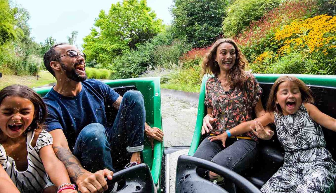 Family in attraction at Walibi Holland