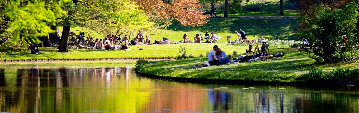 People sitting in citypark Rotterdam