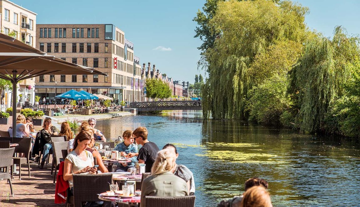 Terrace on the canal Amsterdam