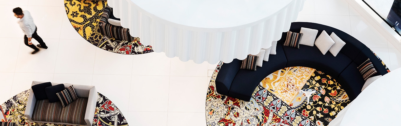 Hotel interior Mondrian Doha Atrium in Qatar by Dutch designer Marcel Wanders