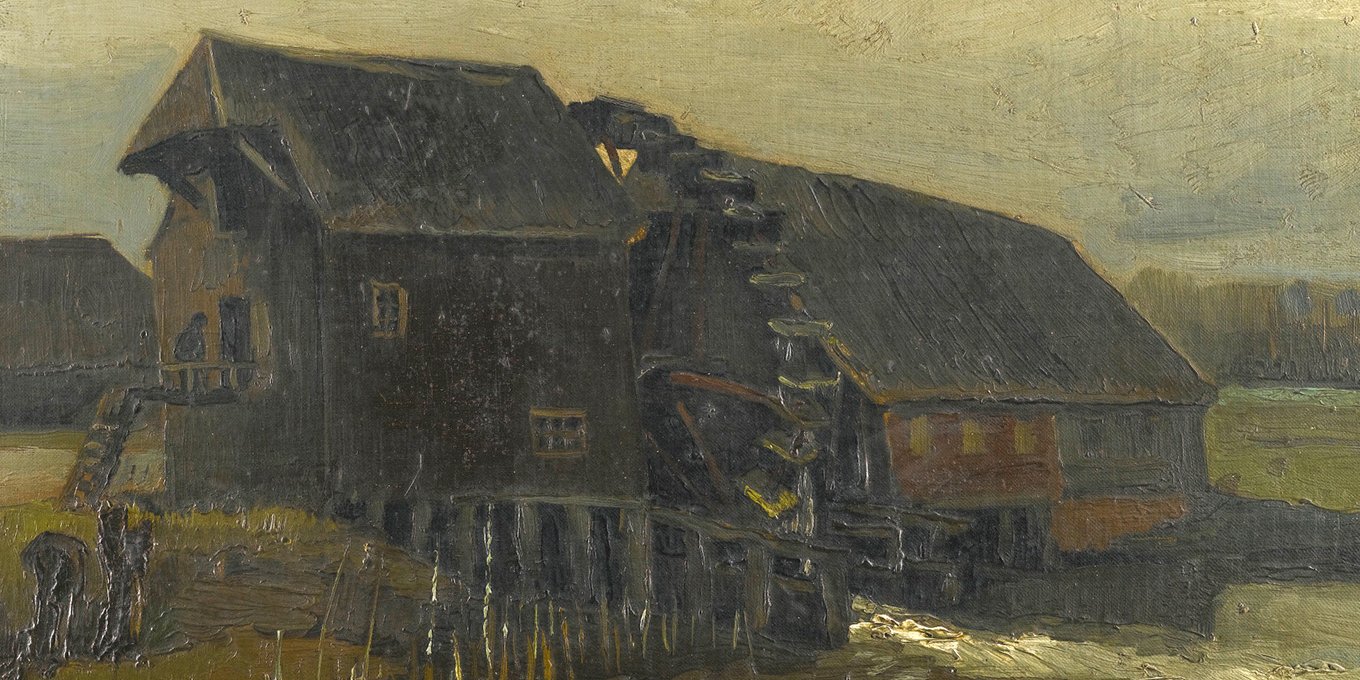 Paining Vincent van Gogh Water mill at Opwetten (1884) Nuenen Brabant