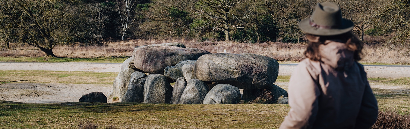 Lady at hunebed in Drenthe